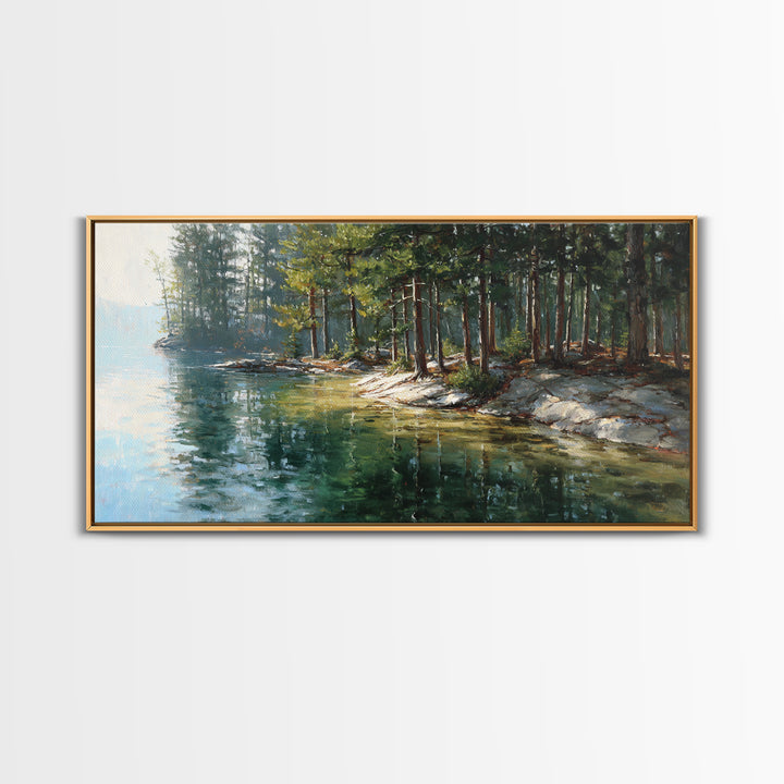 Two Loons On Calm Water Misty Morning Lake Landscape Wall Art Canvas Print Nature Inspired Home Decor Tranquil Fine Art Print