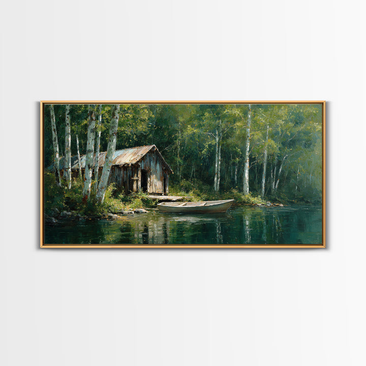 Scenic Tranquil Lake With Lily Pads And Bergen Mountains Landscape Painting Wall Art Canvas Print For Home Decor