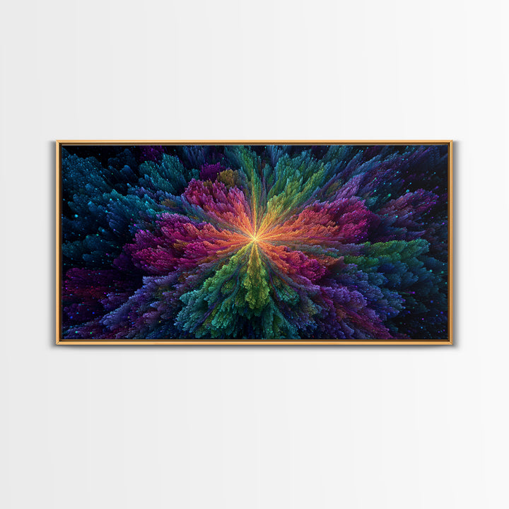 Vibrant Abstract Cosmic Night Sky With Stars And A Central Black Hole Explosion Colorful Wall Art Canvas Print For Home Office Or Living Room