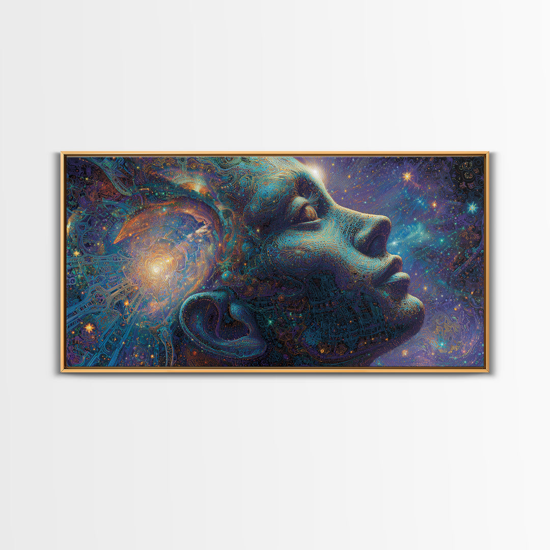 Retro Futuristic Neon Sunset Over Ocean Large Wall Art Canvas Print Vibrant Coastal Home Decor