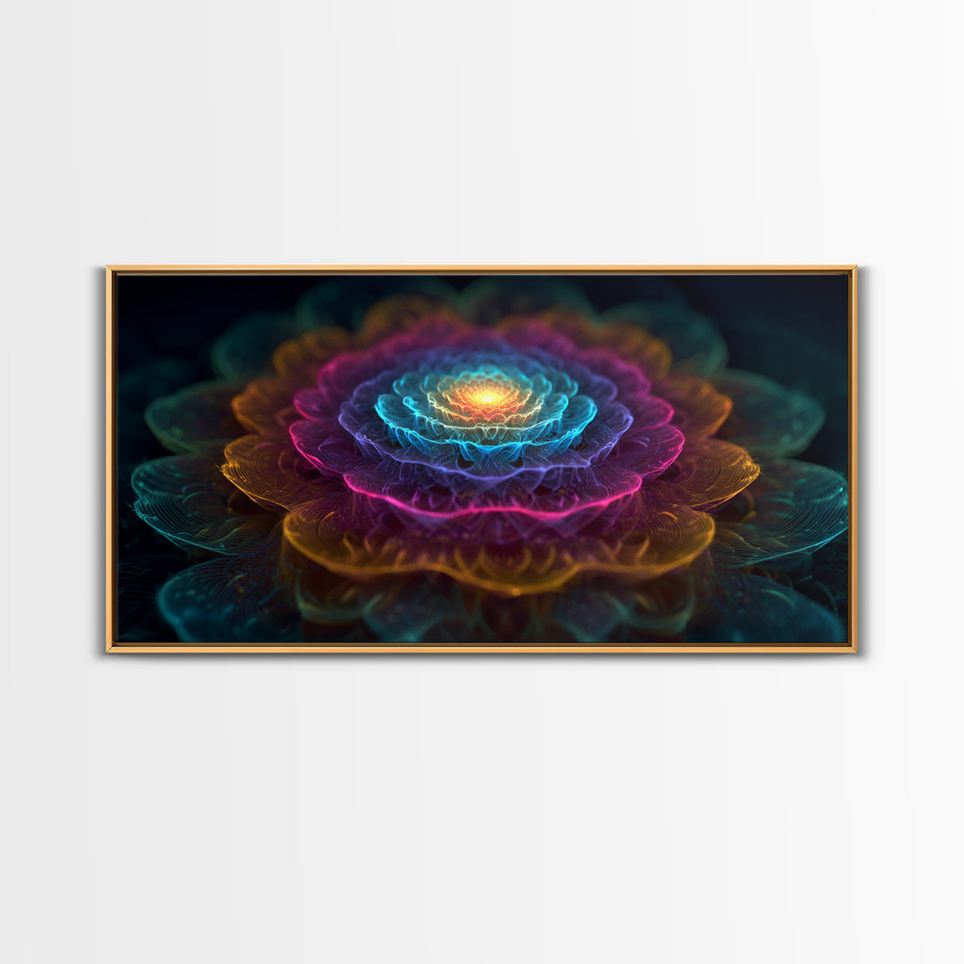 Colorful Fractal Flower Digital Art Canvas Print Vibrant Modern Wall Art For Living Room