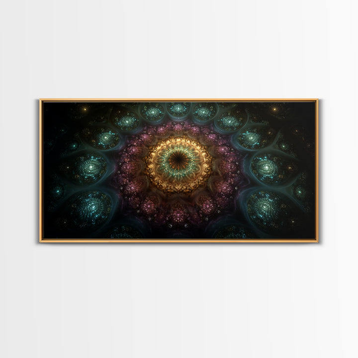 Magical Kaleidoscope Mandala Inspired Abstract Fractal Design Wall Art Modern Wall Decor Canvas Print Gift