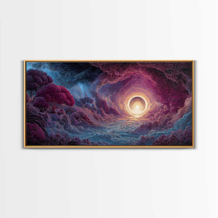 Fantasy Forest Landscape Painting Canvas Print Enchanting Magical Trees Wall Art Modern Home Decor