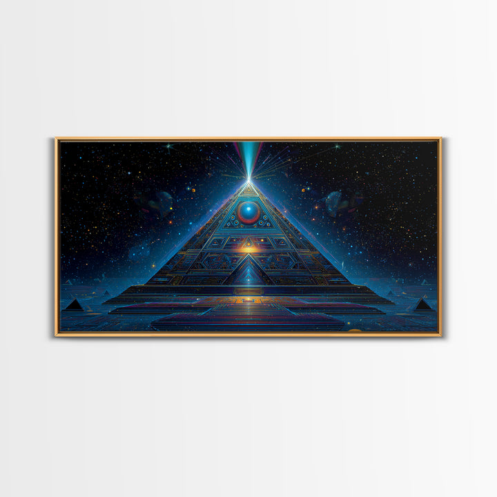 Mystical Futuristic Pyramid Digital Art Print Canvas Print Wall Art Modern Sci Fi Decor Inspirational Artwork