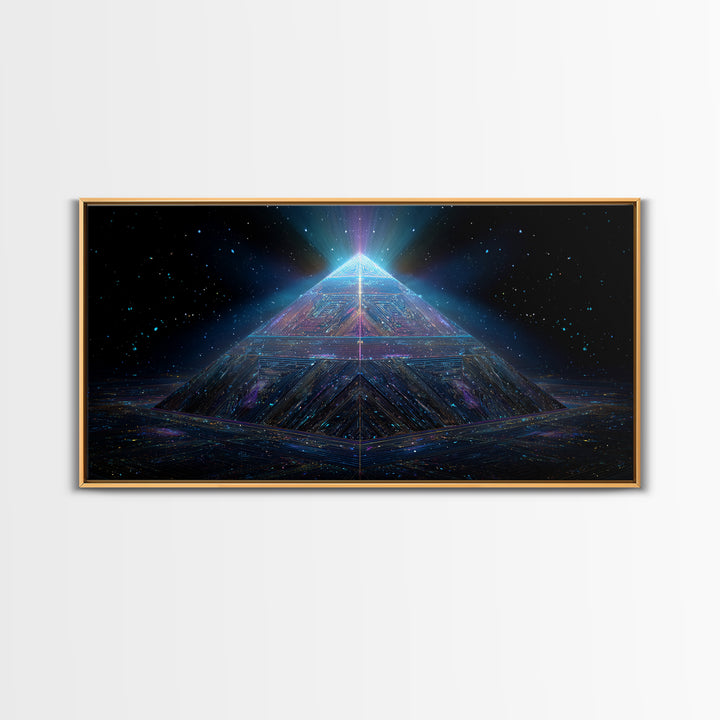 Cosmic Meditation Silhouette With Radiant Colorful Energy Aura Framed Canvas Print Spiritual Wall Art
