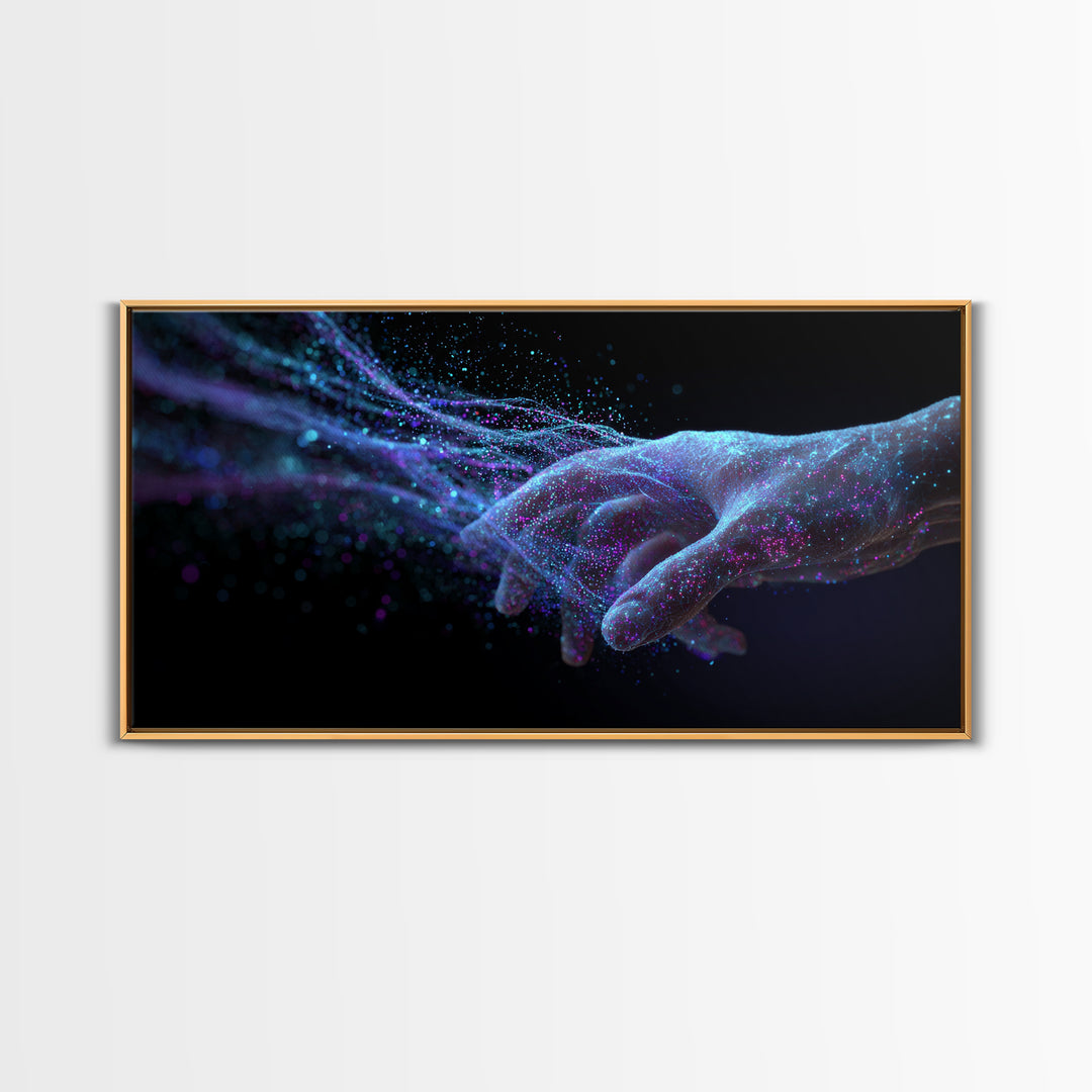 Digital Futuristic Hand Nebula Art Canvas Print Modern Abstract Wall Art For Home Office Decor Unique Cosmic Framed Canvas Print