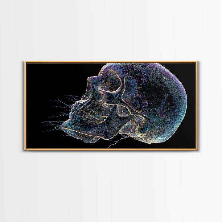 Digital Skull Art Multicolor Fantasy Illustration Canvas Print Modern Wall Art Halloween Decor Gift Idea