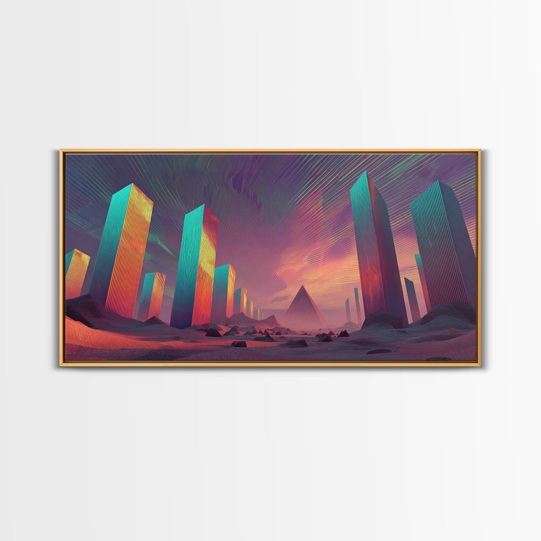 Colorful Psychedelic Meditation Artwork With Neon Lines Spiritual Wall Art Canvas Print