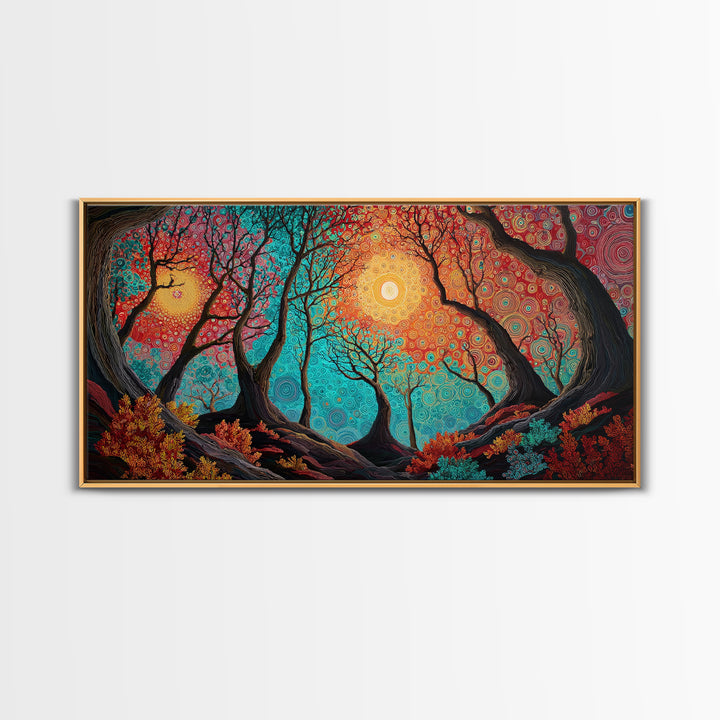 Bright Bold Sunset Over Ocean Waves Colorful Coastal Wall Art Modern Home Decor Vibrant Living Room Canvas Print