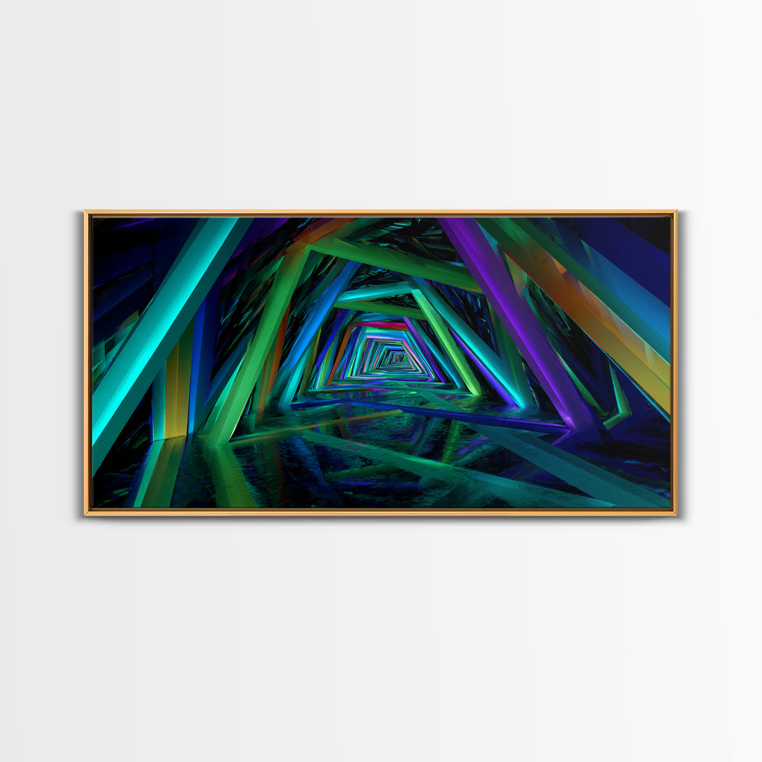 Vibrant Starry Night Skyline Reflection Neon Cityscape Digital Wall Art Canvas Print Modern Home Decor