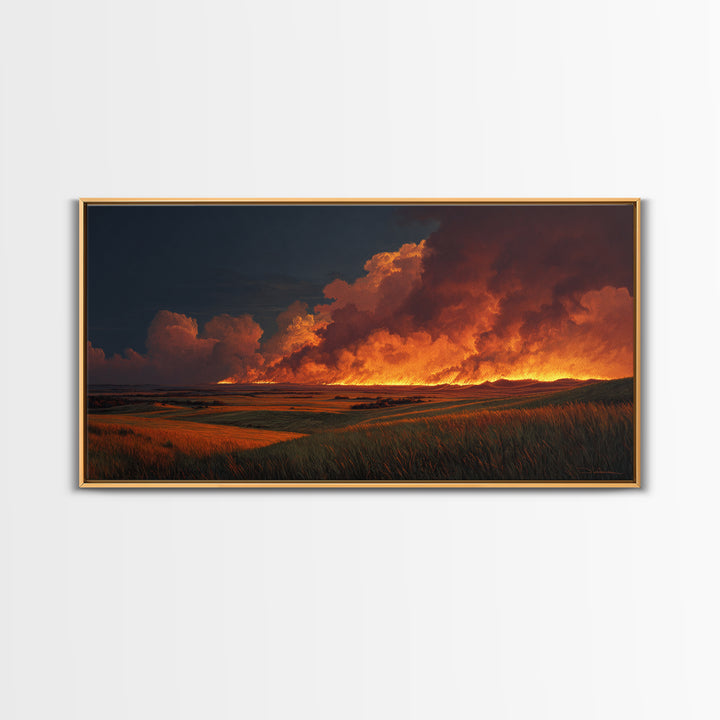 Tranquil Moonlit Lake Scene With Two People Canoeing Among Trees And Starry Sky Wall Art