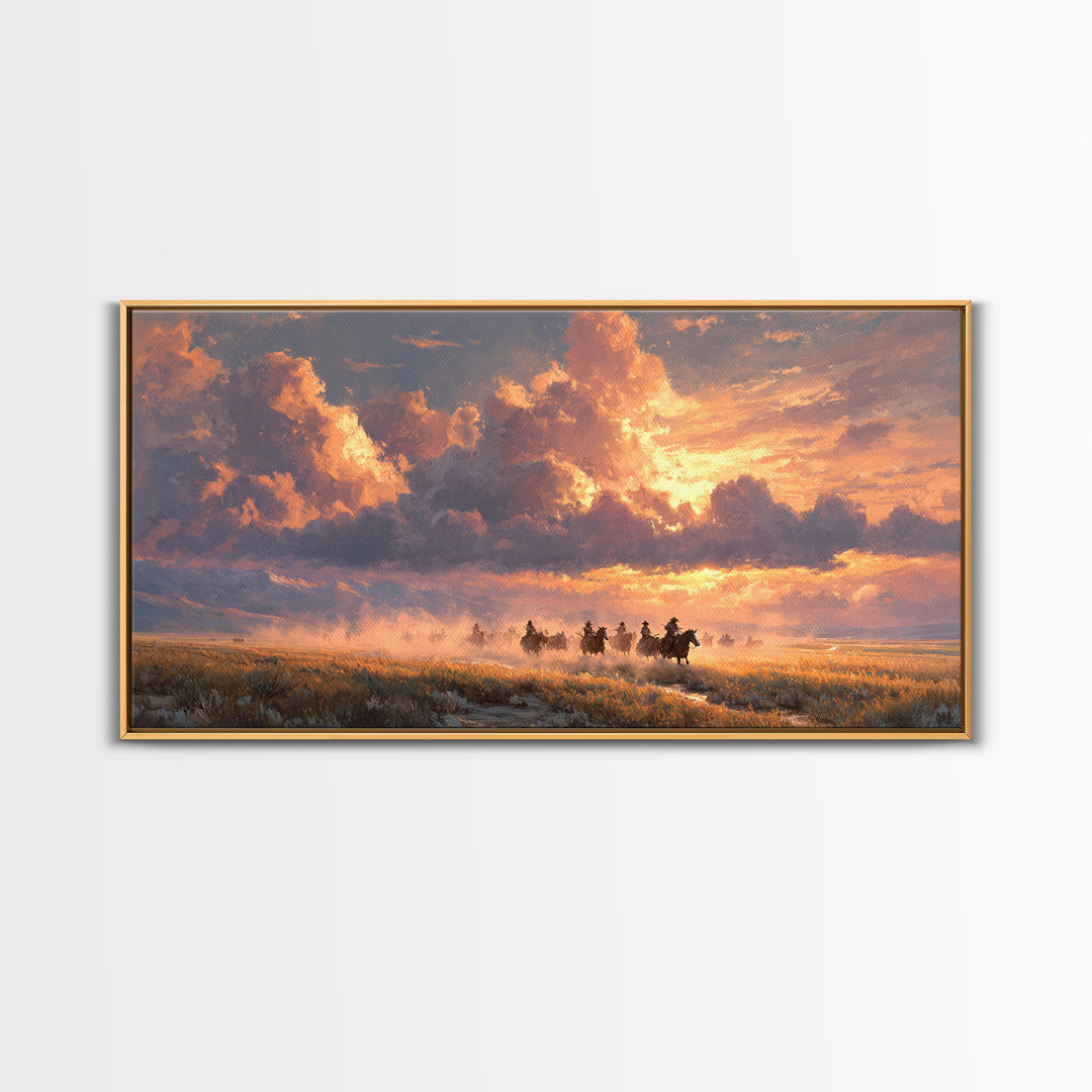 Serene Morning Lake Scene With Wooded Trees and Mist Rising Over Water Wall Art Framed Canvas Print for Cozy Home Decor