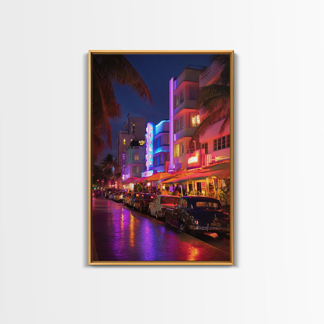 Digital Futuristic Waterfall With Vibrant Pink Light And Abstract Landscape Elements Modern Wall Art Print