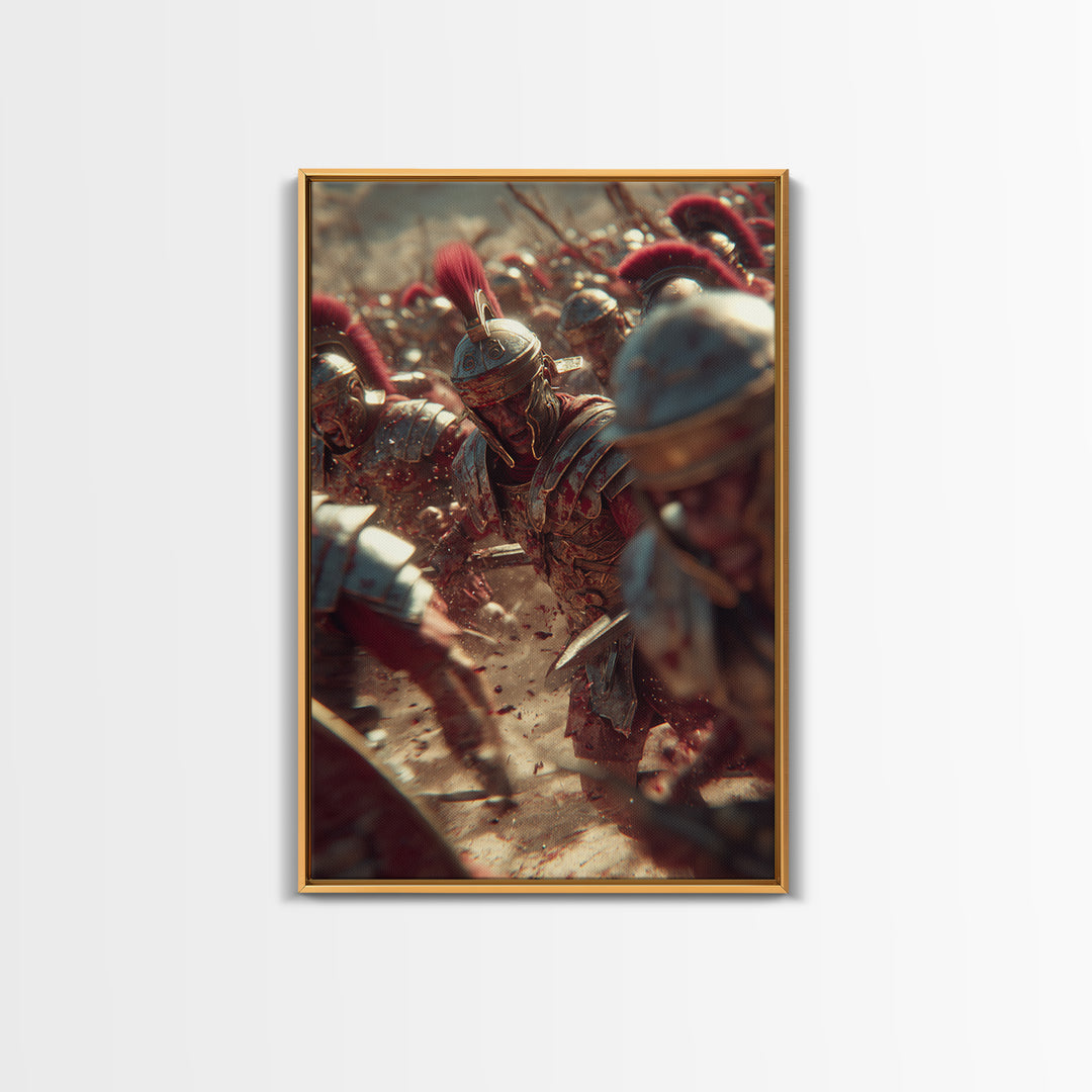 Roman Soldier In Battle Closeup Canvas Print, Ancient Legion Wall Art, Historical Warrior Art Decor, Masculine Gift For Him