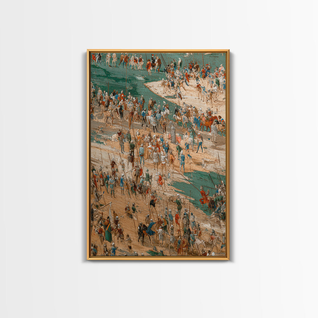 Medieval Battle Camp With Cavalry And Crowds Canvas Print, Historical Wall Decor, Fantasy Art, Large Gallery Wall Art, Home Decor