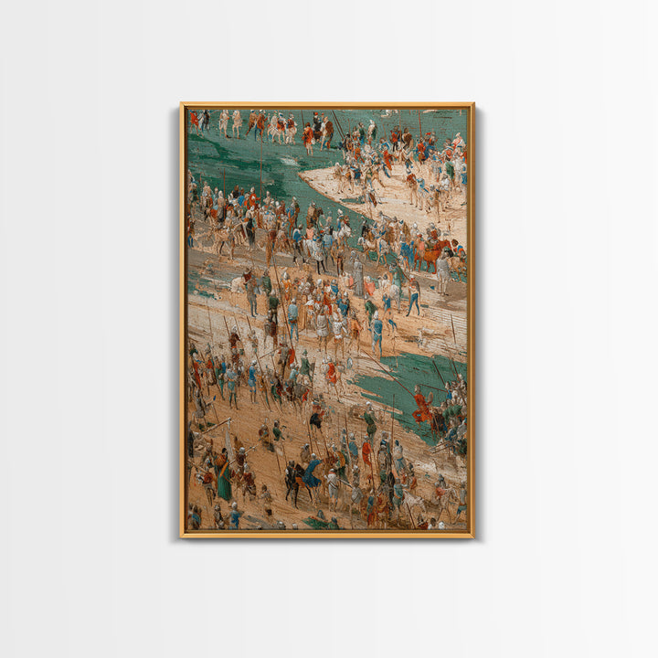 Medieval Battle Camp With Cavalry And Crowds Canvas Print, Historical Wall Decor, Fantasy Art, Large Gallery Wall Art, Home Decor