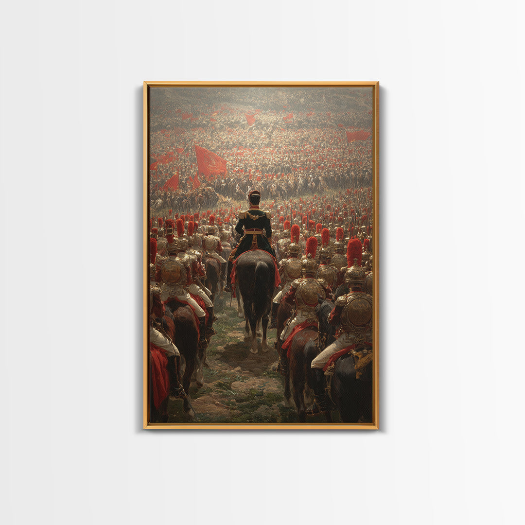 Imperial Commander Over Vast Cavalry Army, Framed Canvas Print, Historical Battle Art, Military Wall Decor, Gift For Him
