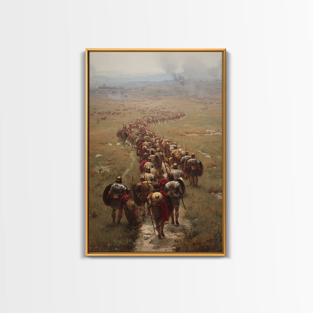 Roman Legion Marching Across Open Plains Canvas Print, Historical Battle Wall Art, Classical Office Decor For Him, Living Room Art