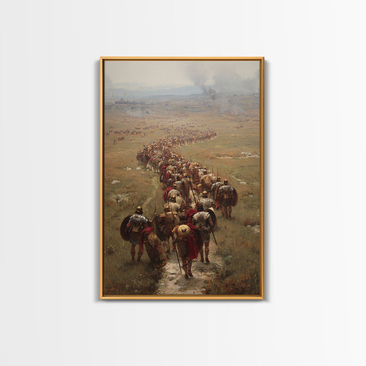 Roman Legion Marching Across Open Plains Canvas Print, Historical Battle Wall Art, Classical Office Decor For Him, Living Room Art