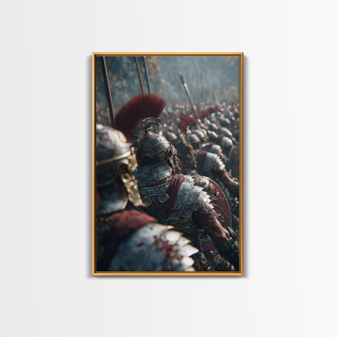 Roman Legion Battle Helmets, Ancient Warrior Wall Art, Historical Canvas Print, Masculine Office Decor, Gift For Him, Man Cave