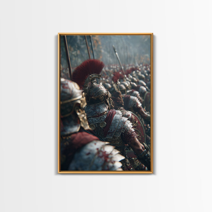 Roman Legion Battle Helmets, Ancient Warrior Wall Art, Historical Canvas Print, Masculine Office Decor, Gift For Him, Man Cave