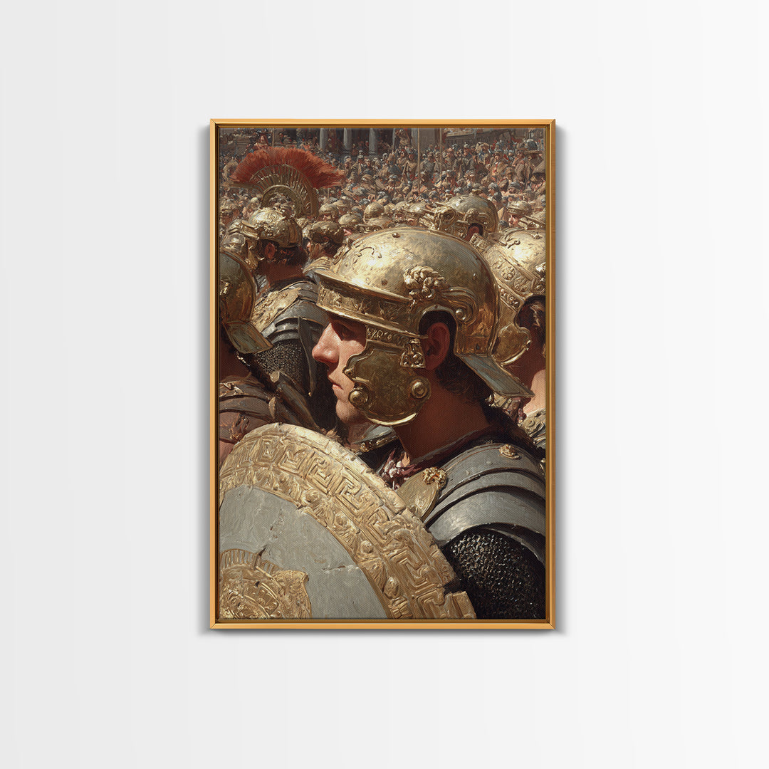 Roman Legion Soldier Framed Canvas Print, Ancient Warrior Wall Art, Historical Battle Decor, Gladiator Gift For Him, Office Decor