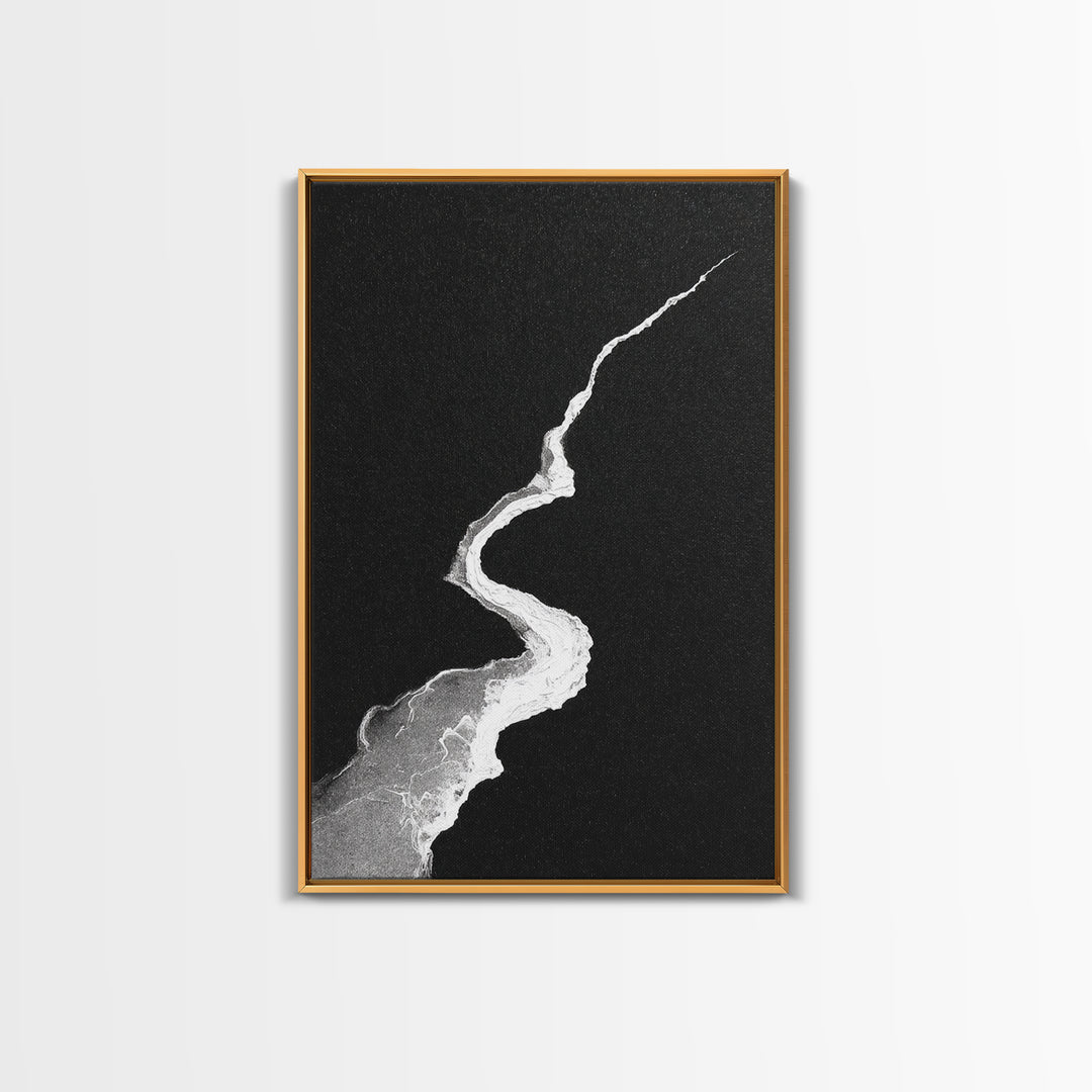 Abstract Black And White Textured Paint Stroke Minimalist Wall Art Canvas Print For Office Decor