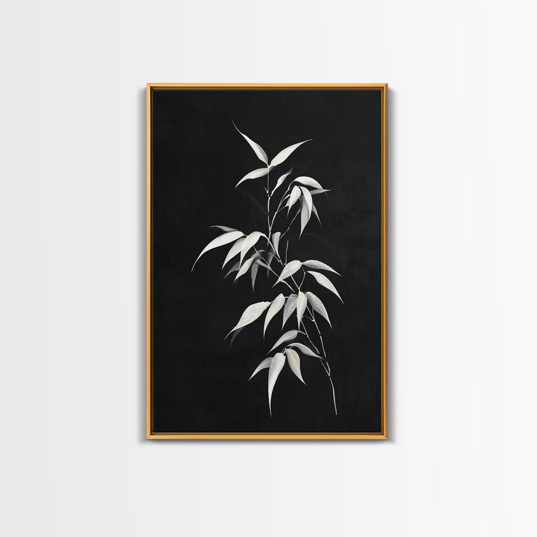 Elegant Minimalist Bamboo Plant Black And White Canvas Print, Zen Botanical Wall Art, Contemporary Home Decor