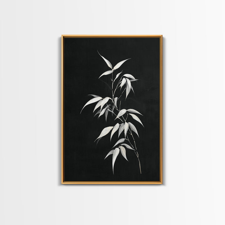 Elegant Minimalist Bamboo Plant Black And White Canvas Print, Zen Botanical Wall Art, Contemporary Home Decor