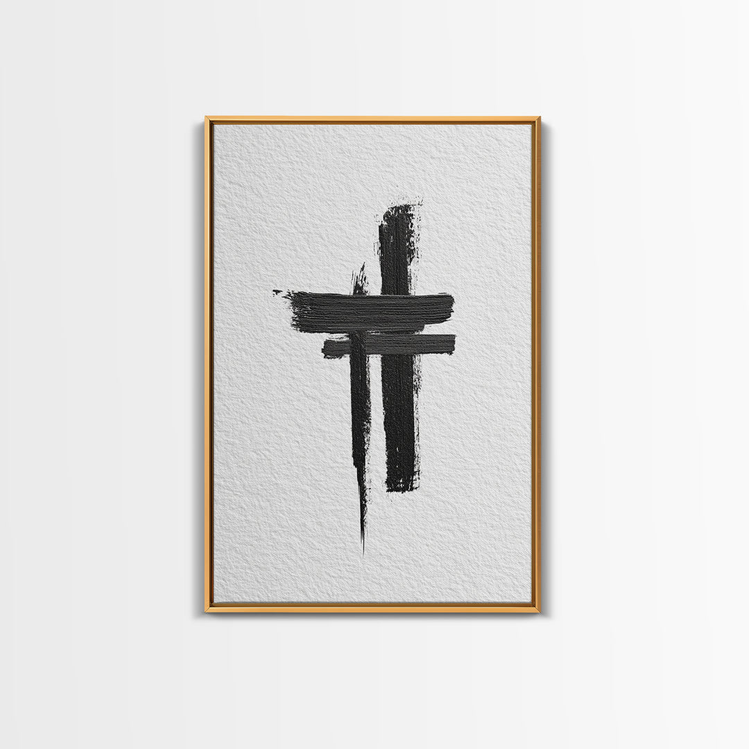 Minimalist Abstract Black Brush Strokes On Textured White Paper Canvas Print Modern Art Wall Decor