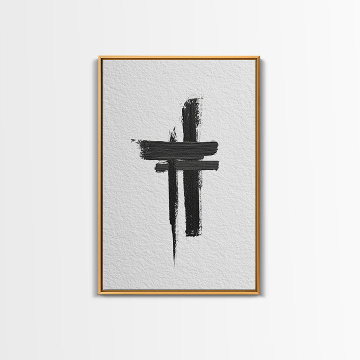 Minimalist Abstract Black Brush Strokes On Textured White Paper Canvas Print Modern Art Wall Decor
