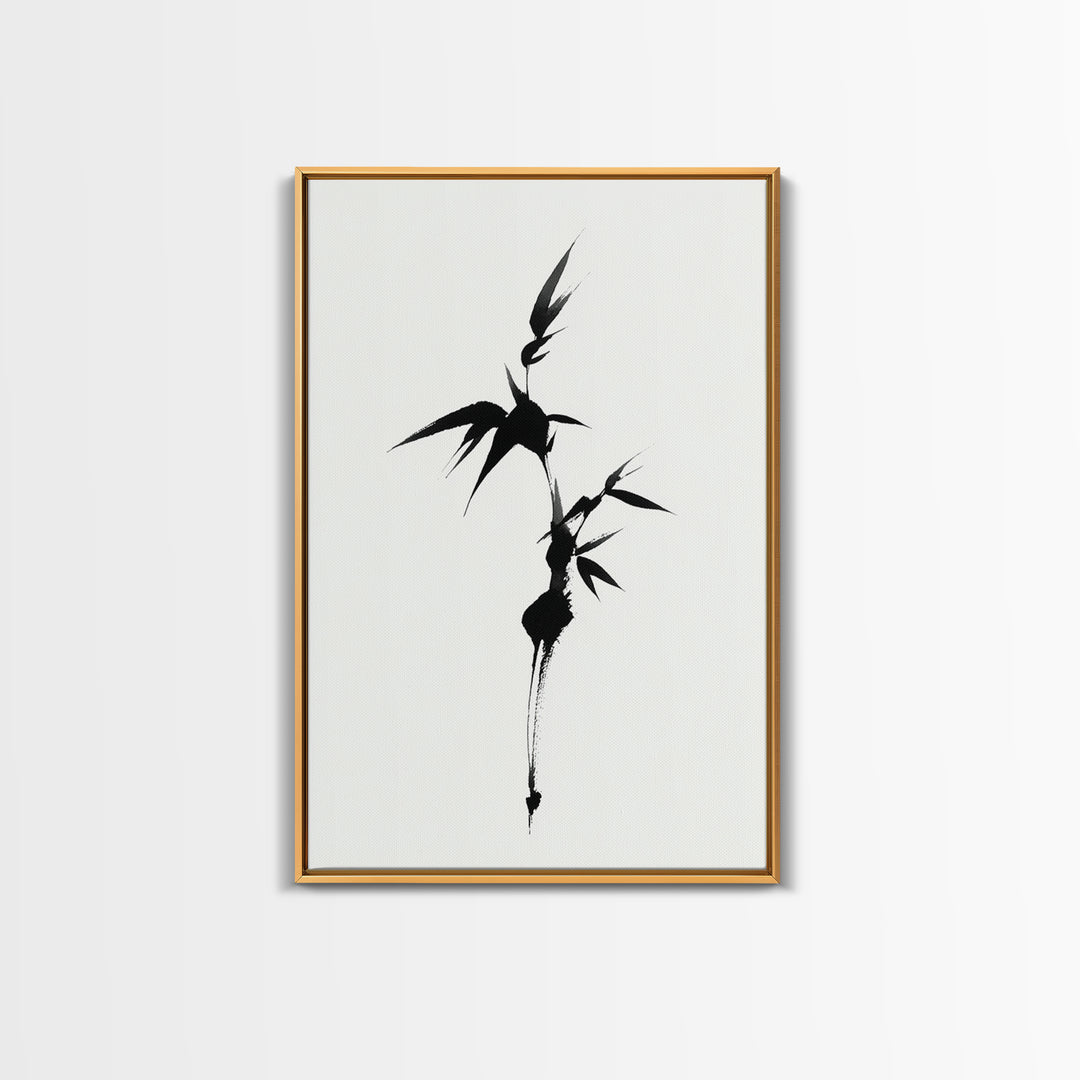 Zoetrope-Like Monochrome Abstract Wave Shape Ink Brush Stroke Painting Minimalist Wall Art Print Framed Canvas