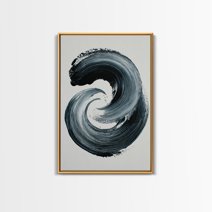 Bold Black And White Abstract Ink Brush Stroke Minimalist Wall Art Print Ideal For Contemporary Home Decor