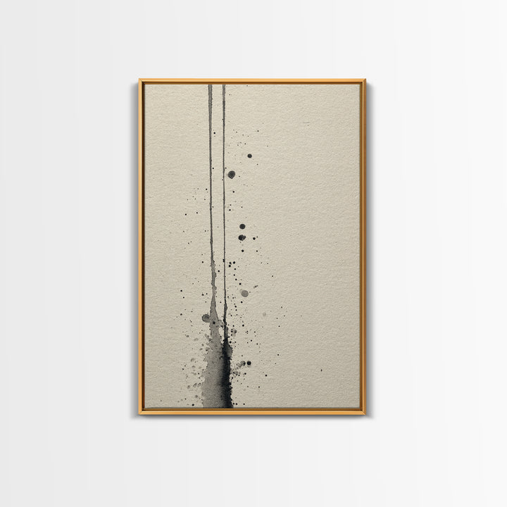 Minimalist Black Ink Art With Leaf Branch On Neutral Background Elegant Wall Art Print For Modern Home Decor And Office Wall Decoration