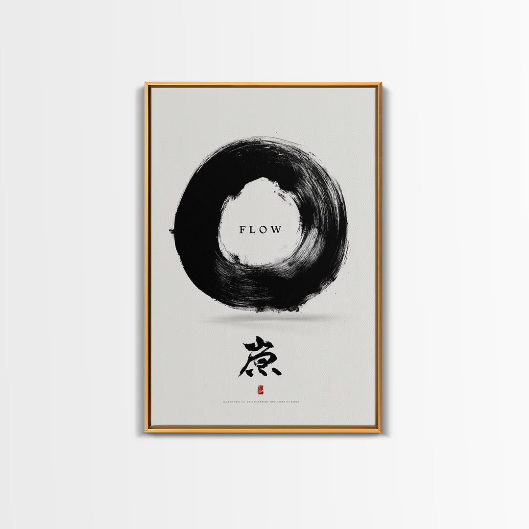 Minimalist Black Enso Circle Symbol Art Print With Flow Calligraphy Brush Stroke Wall Art Print For Modern Home Decor