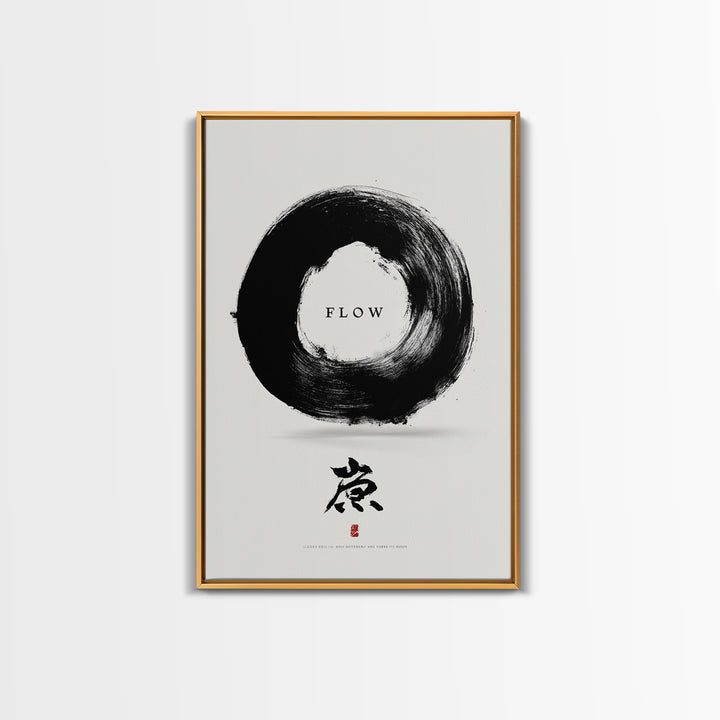 Minimalist Black Enso Circle Symbol Art Print With Flow Calligraphy Brush Stroke Wall Art Print For Modern Home Decor