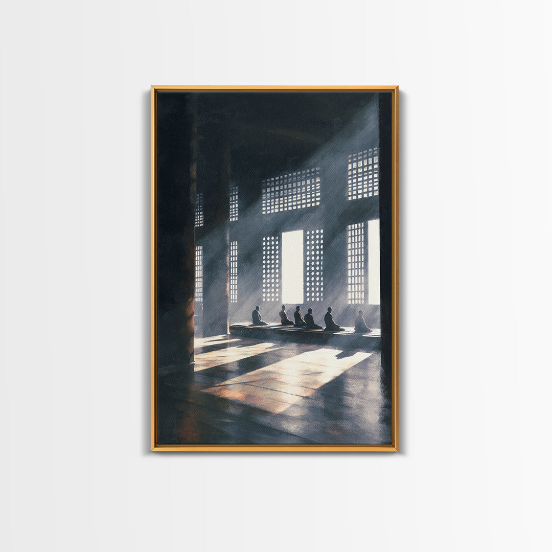 Minimalist Japanese Ink Calligraphy Painting Of Bamboo Elegant Black Brush Stroke Wall Art Print For Home Decor