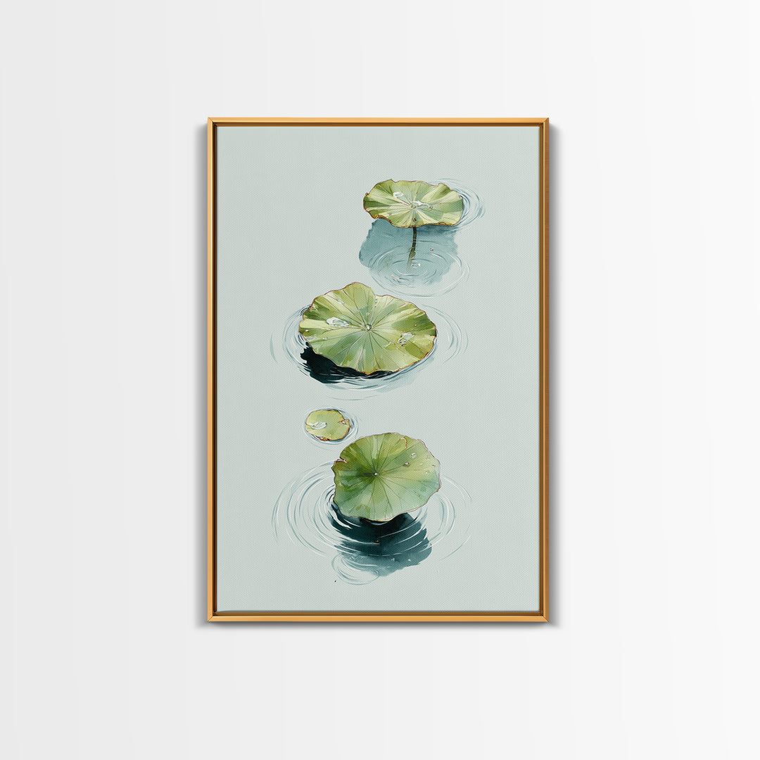 Botanical Watercolor Art Of Floating Lotus Leaves Calm Minimalist Wall Art Print For Nature Inspired Home