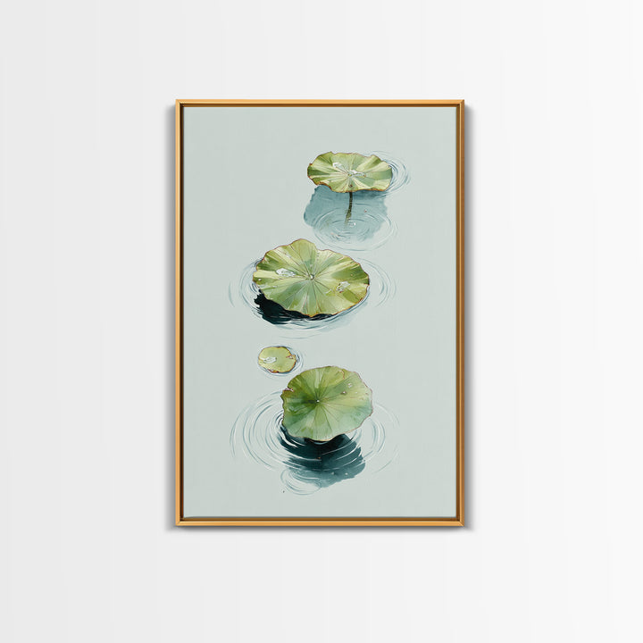 Botanical Watercolor Art Of Floating Lotus Leaves Calm Minimalist Wall Art Print For Nature Inspired Home