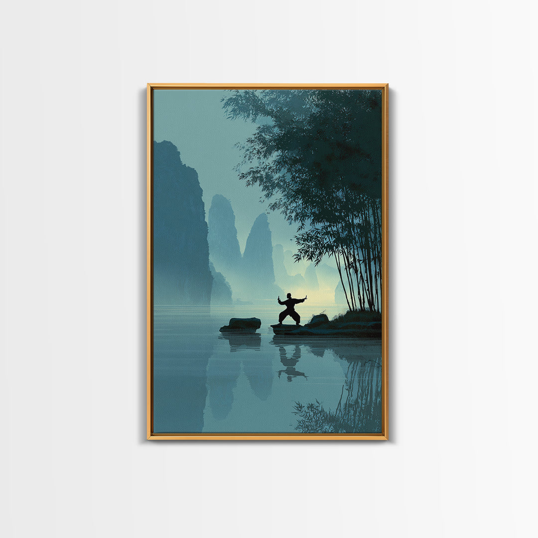 Vibrant Night Cityscape With Stars Reflected On Water Urban Wall Art Framed Canvas Print For Living Room