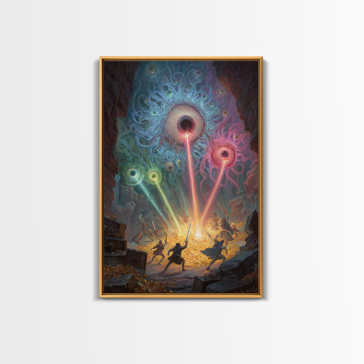 Floating Eye Monsters In Treasure Dungeon Wall Art Fantasy Canvas Print For Dnd Game Room Decor And Weird Gothic Office Art