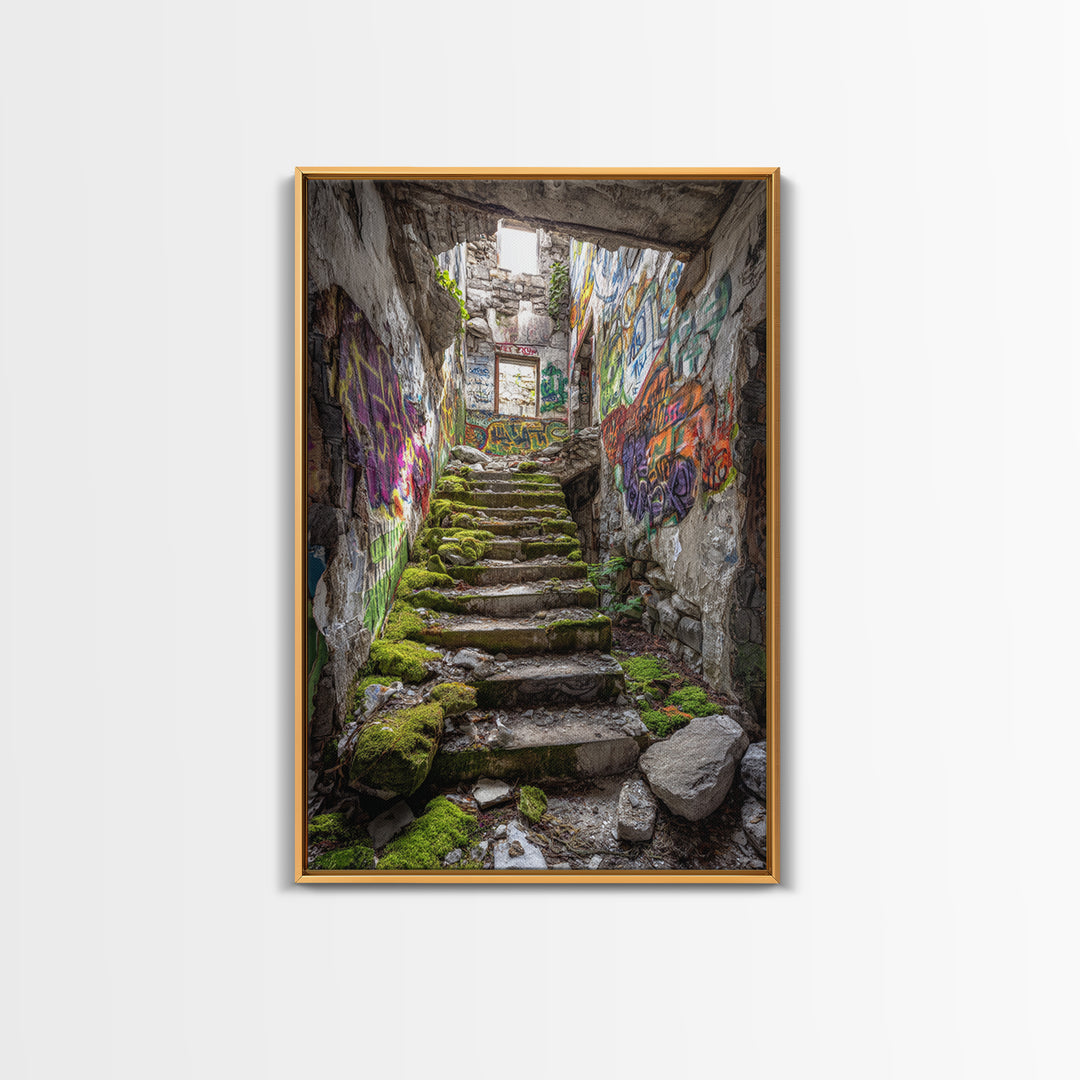 Urban Subway Station With Graffiti Wolf Mural Photography Wall Art Print For Contemporary Home Decor And Street Art Lovers