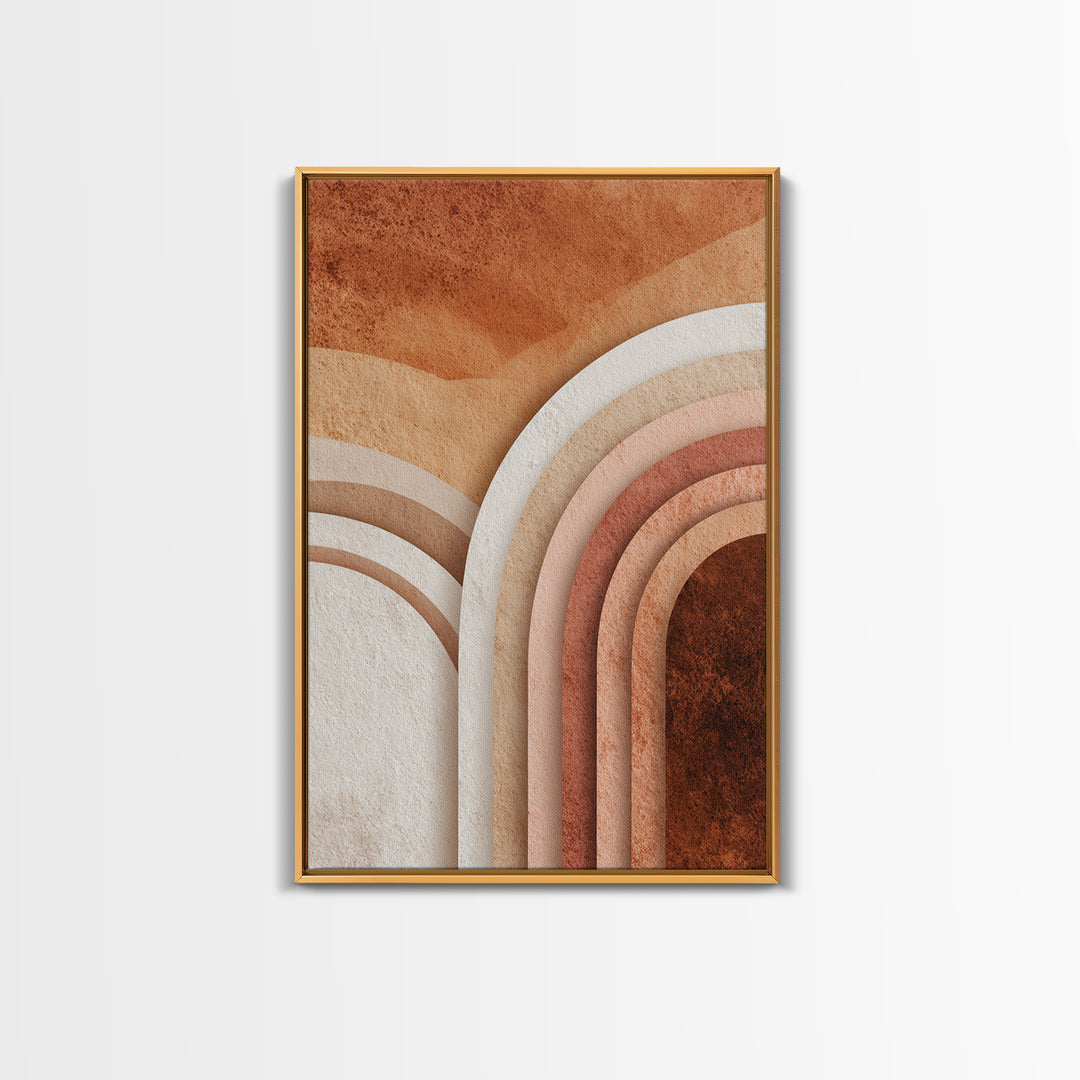 Terracotta Textured Arch Abstract Wall Art, Boho Geometric Canvas Print, Earth Tone Modern Home Decor, Living Room Bedroom Decor