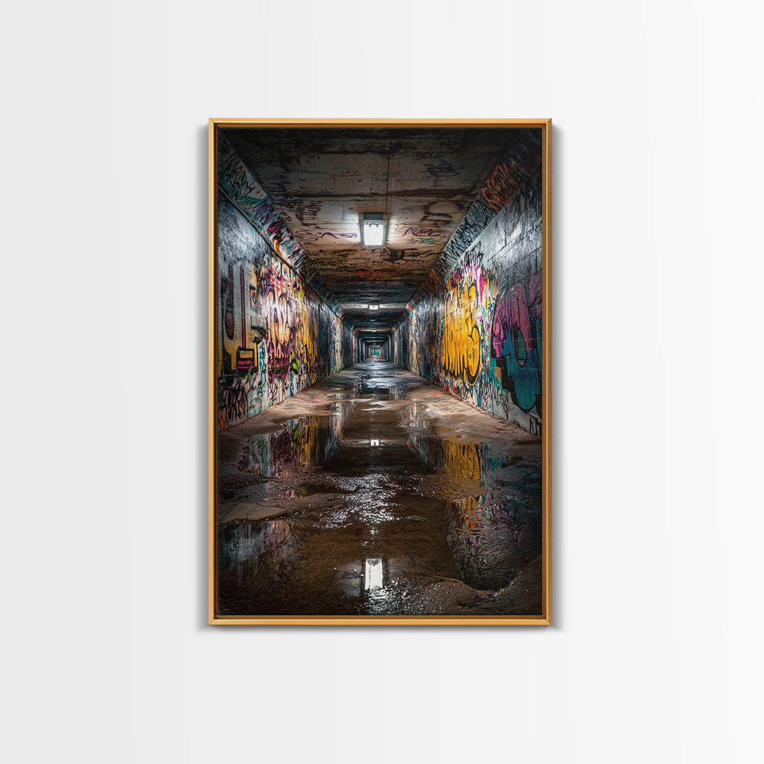 Urban Graffiti Tunnel Photography Wall Art Print Contemporary Art Modern Home Decor For Office And Loft
