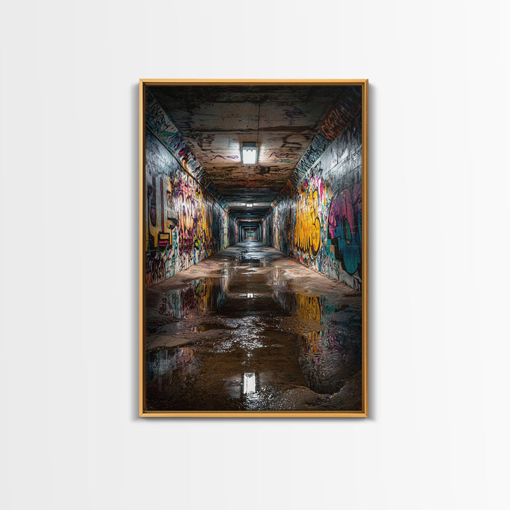 Urban Graffiti Tunnel Photography Wall Art Print Contemporary Art Modern Home Decor For Office And Loft