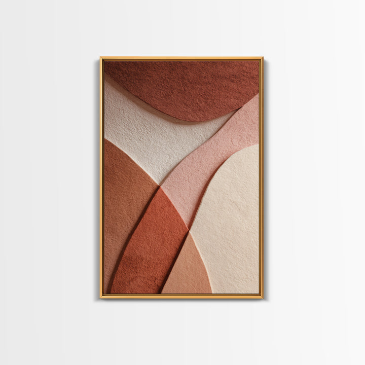 Layered Terracotta Curves Abstract Wall Art, Neutral Geometric Canvas Print, Wabi Sabi Earth Tone Modern Home Decor, Living Room Decor
