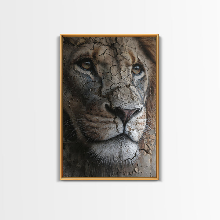 Detailed Lion Face Closeup Wildlife Wall Art Prints Majestic Animal Art Framed Canvas Print