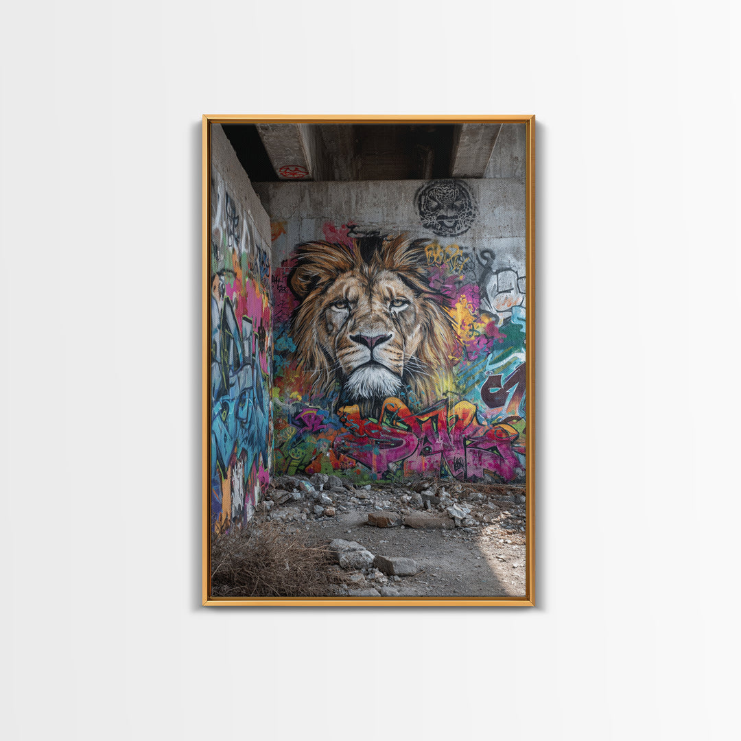 Urban Graffiti Lion Mural Street Art Canvas Print Large Wall Art For Modern Home Decor And Office