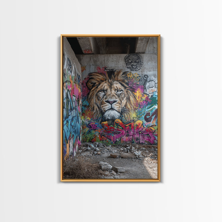 Urban Graffiti Lion Mural Street Art Canvas Print Large Wall Art For Modern Home Decor And Office