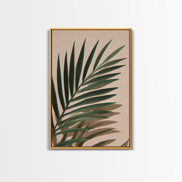 Green Palm Leaf Botanical Canvas Print, Tropical Wall Art, Coastal Home Decor, Minimalist Nature Print For Living Room, Modern Wall Decor